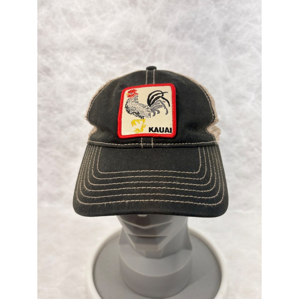 Dorfman Pacific DPC Kauai Hawaii Rooster Patch Trucker Hat Snapback Black‎ Tan